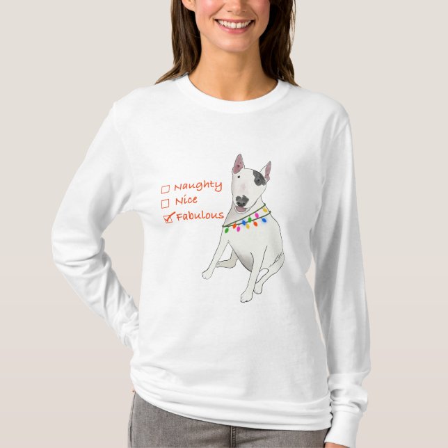 Naughty, Nice eller Fabulous Rex TV Terrier.Tee T Shirt (Framsida)