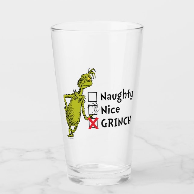 Naughty, Nice eller Grinch Quote Glaskopp (Framsida)