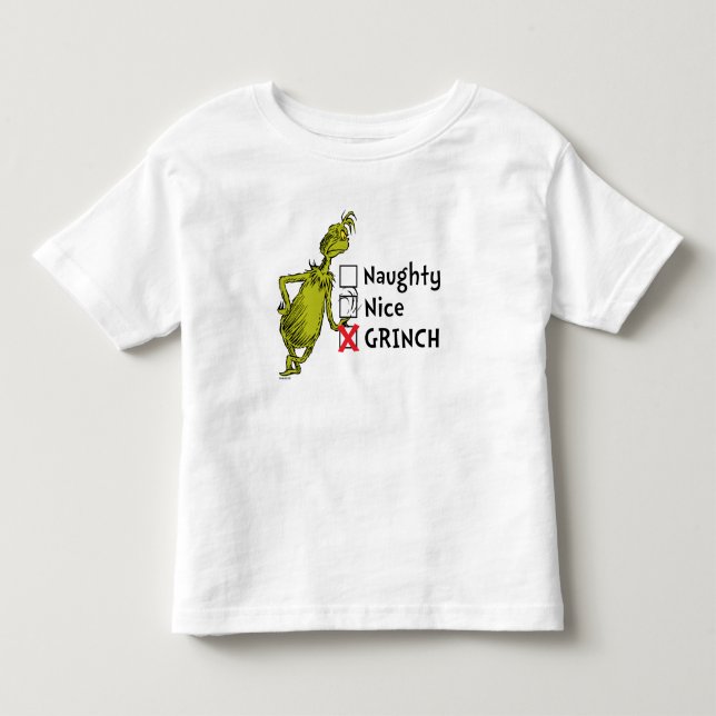 Naughty, Nice eller Grinch Quote T Shirt (Framsida)