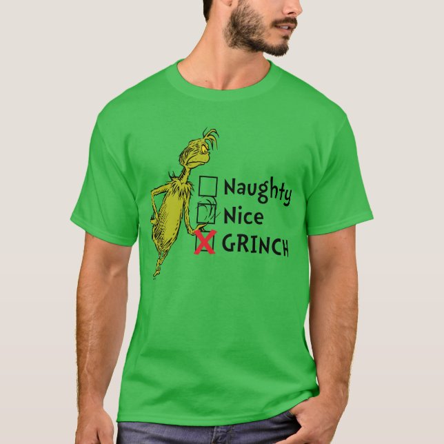 Naughty, Nice eller Grinch Quote T Shirt (Framsida)