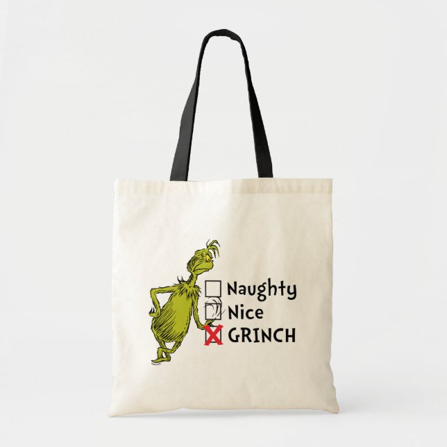Naughty, Nice eller Grinch Quote Tygkasse (Framsidan)