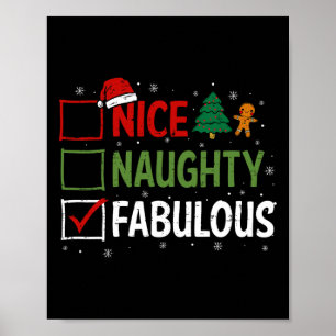 Naughty Nice Fabulous jul Pajamas Santa Clau Poster