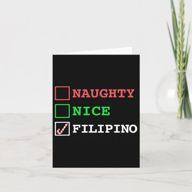 Naughty Nice Filipino Funny jul Filippinerna Kort (Framsida)