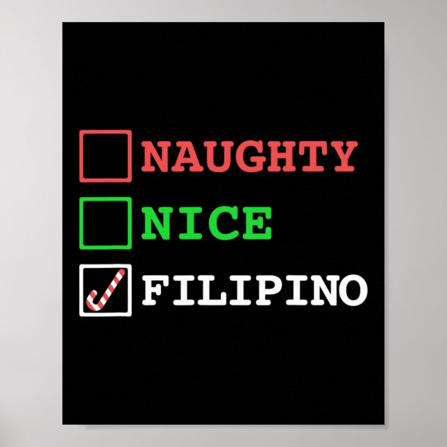 Naughty Nice Filipino Funny jul Filippinerna Poster (Framsidan)