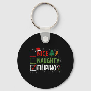 Naughty Nice Filipino jul Pajamas Santa Clau Nyckelring
