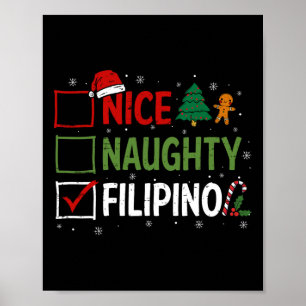 Naughty Nice Filipino jul Pajamas Santa Clau Poster