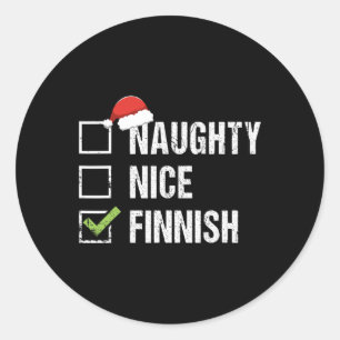 Naughty Nice Finlands julhelg Runt Klistermärke