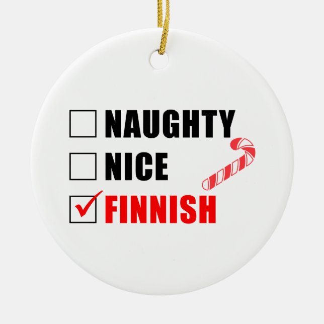 Naughty Nice Finska Candy cane Julgransprydnad Keramik (Framsidan)