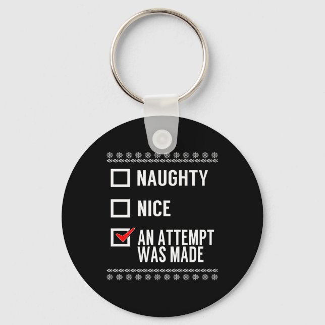 Naughty Nice försökte man göra - julkontroll Nyckelring (Framsida)