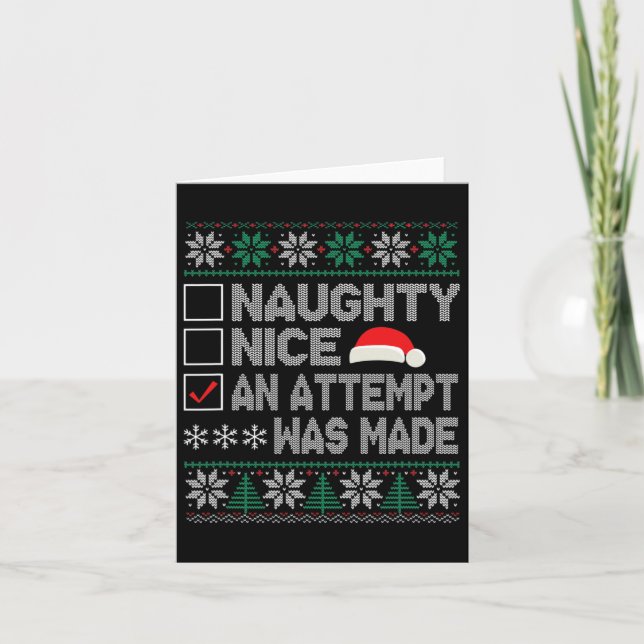 Naughty Nice försökte man göra Ugly Julafton Kort (Framsida)