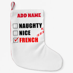 Naughty Nice Fransk Personlig Liten Julstrumpa