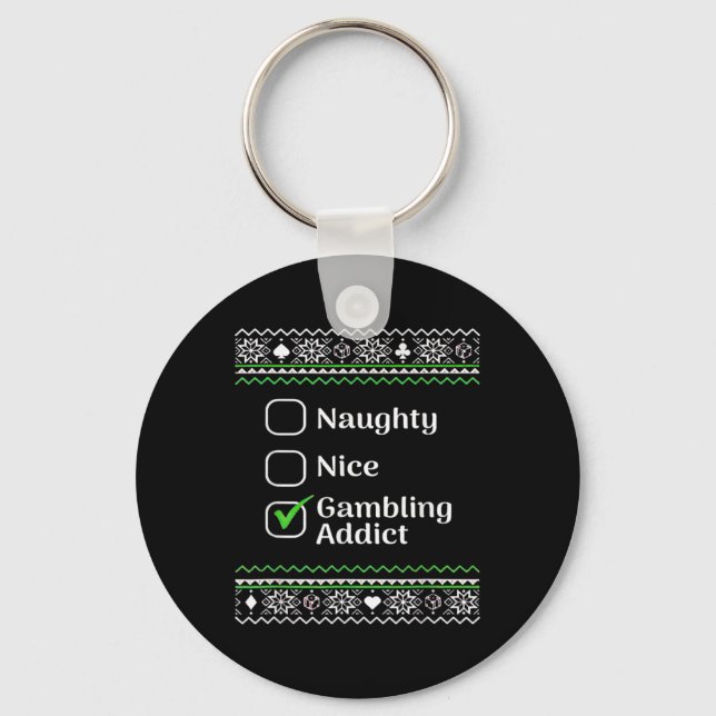 Naughty Nice Gambling Addict jul Nyckelring (Framsida)