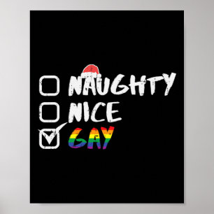 Naughty Nice Gay Rainbow Funny Gay pride Lgbt Chri Poster