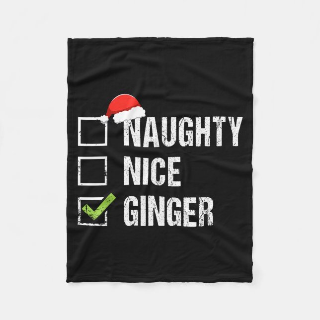 Naughty Nice Ginger Redhead Santa Hat Irish Christ Fleecefilt (Framsidan)
