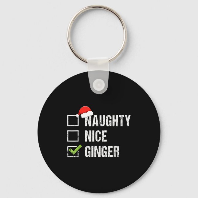 Naughty Nice Ginger Redhead Santa Hat Irish Christ Nyckelring (Framsida)