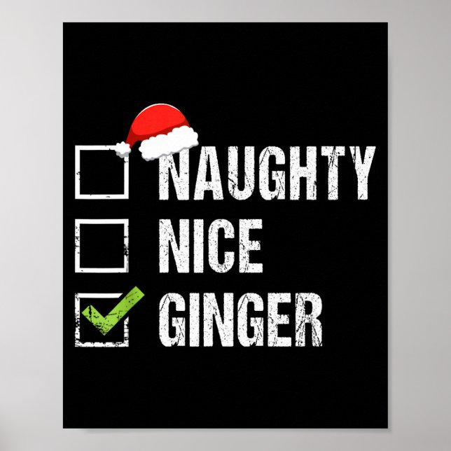 Naughty Nice Ginger Redhead Santa Hat Irish Christ Poster (Framsidan)