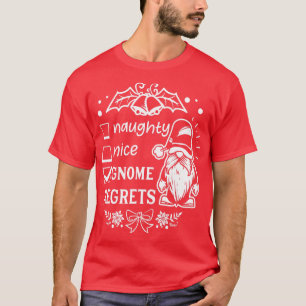 Naughty Nice gnome ångrar - Cute Gnomes jul T Shirt