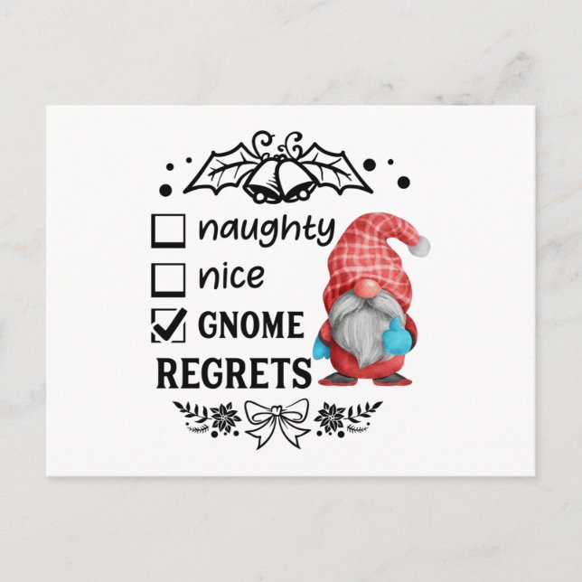 Naughty Nice Gnome beklagar jultomten Vykort (Framsida)