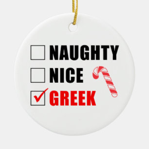 Naughty Nice Grekiska Candy cane Ceramic Ornamic Julgransprydnad Keramik