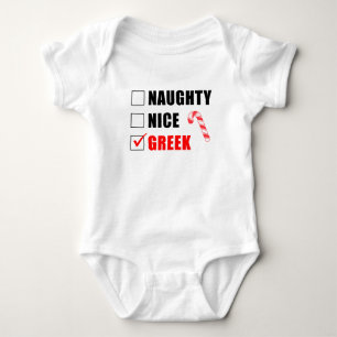 Naughty Nice Grekiska Santa List Baby Bodykostym T Shirt
