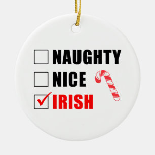 Naughty Nice Irish Candy cane Ceramic Ornamic Julgransprydnad Keramik