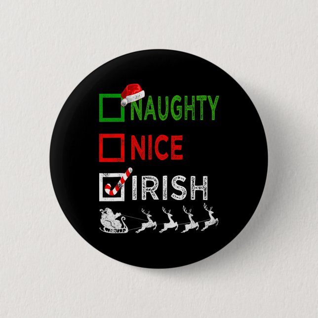 Naughty Nice Irish jul Pajamas Funny Santa H Knapp (Framsida)