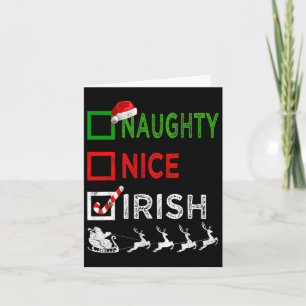 Naughty Nice Irish jul Pajamas Funny Santa H Kort