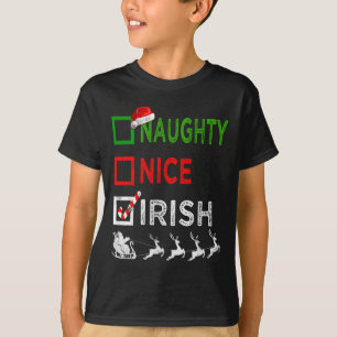 Naughty Nice Irish jul Pajamas Funny Santa H T Shirt