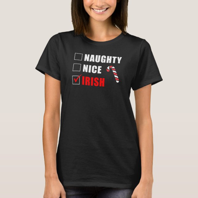 Naughty Nice Irish juldesign T-Shirt (Framsida)