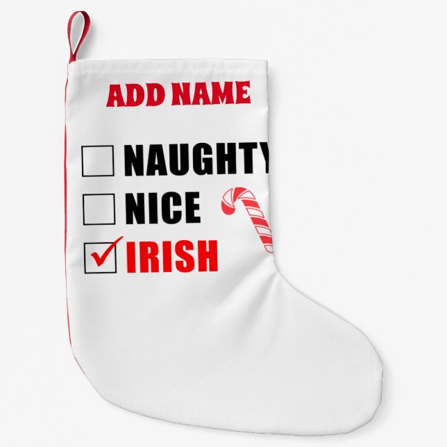 Naughty Nice Irish Personlig Liten Julstrumpa (Framsidan)