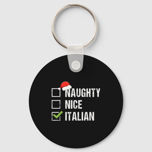 Naughty Nice Italian Shirt Italy Santa Hat Christm Nyckelring (Framsida)