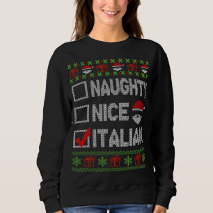 Naughty Nice Italiano Julafton Santa Ugly Sweater T Shirt