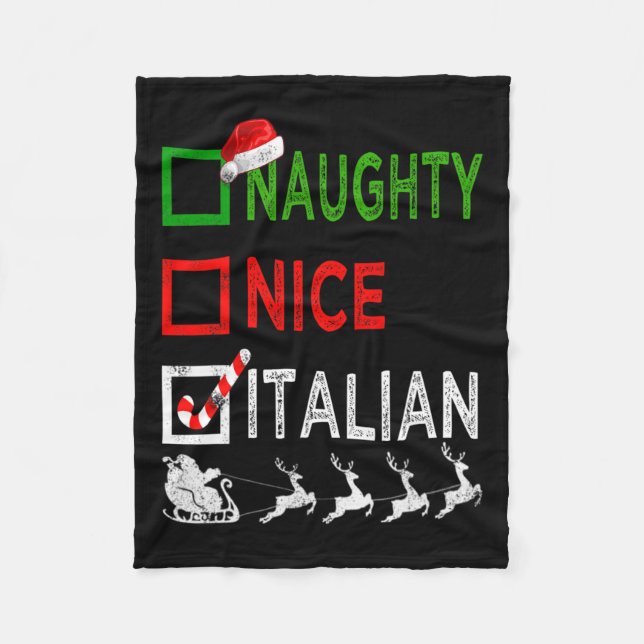 Naughty Nice Italiensk jul Pajamas Funny Santa Fleecefilt (Framsidan)