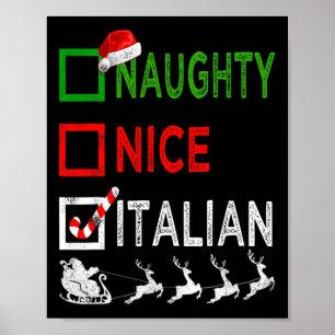 Naughty Nice Italiensk jul Pajamas Funny Santa Poster