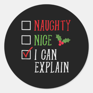 Naughty Nice, jag kan förklara en fin jullista Runt Klistermärke