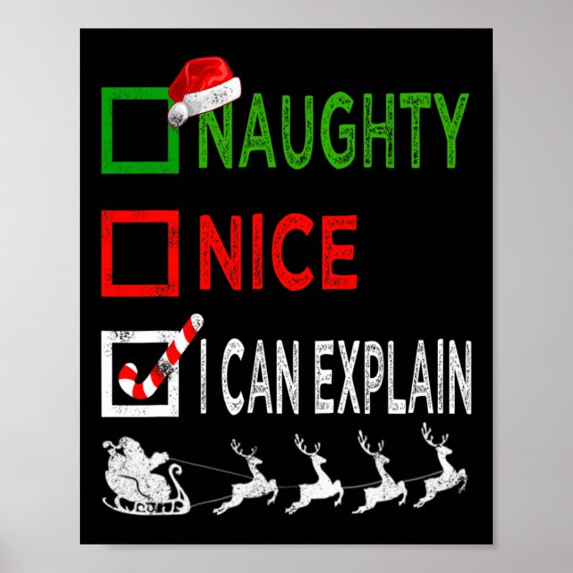 Naughty Nice, jag kan förklara jul Pajamas Funny Poster (Framsidan)