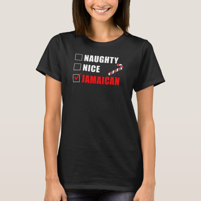 Naughty Nice Jamaican juldesign T-Shirt (Framsida)