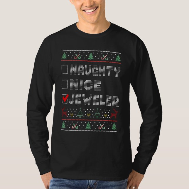 Naughty Nice Jeweler Matching jul Group Paja T Shirt (Framsida)