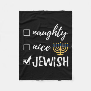 Naughty Nice Jewish Funny Ugly jul Hanukkah Fleecefilt