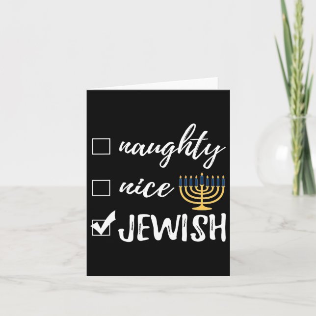 Naughty Nice Jewish Funny Ugly jul Hanukkah Kort (Framsida)