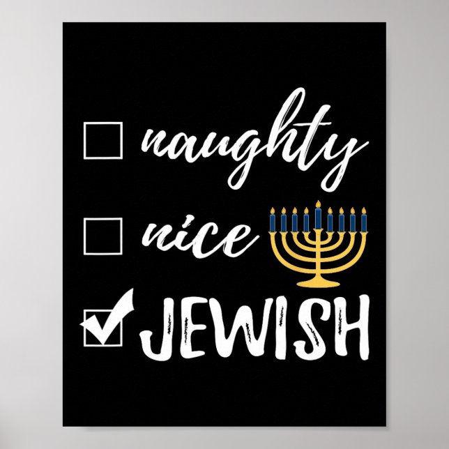 Naughty Nice Jewish Funny Ugly jul Hanukkah Poster (Framsidan)
