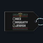 Naughty Nice Jewish Santa Ugly jul Hanukkah Presentetikett<br><div class="desc">Naughty Nice Jewish Santa Ugly jul Hanukkah</div>
