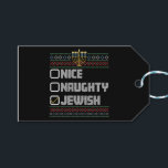 Naughty Nice Jewish Santa Ugly jul Hanukkah Presentetikett<br><div class="desc">Naughty Nice Jewish Santa Ugly jul Hanukkah</div>