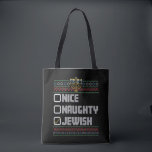 Naughty Nice Jewish Santa Ugly jul Hanukkah Tygkasse<br><div class="desc">Naughty Nice Jewish Santa Ugly jul Hanukkah</div>