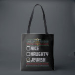 Naughty Nice Jewish Santa Ugly jul Hanukkah Tygkasse<br><div class="desc">Naughty Nice Jewish Santa Ugly jul Hanukkah</div>