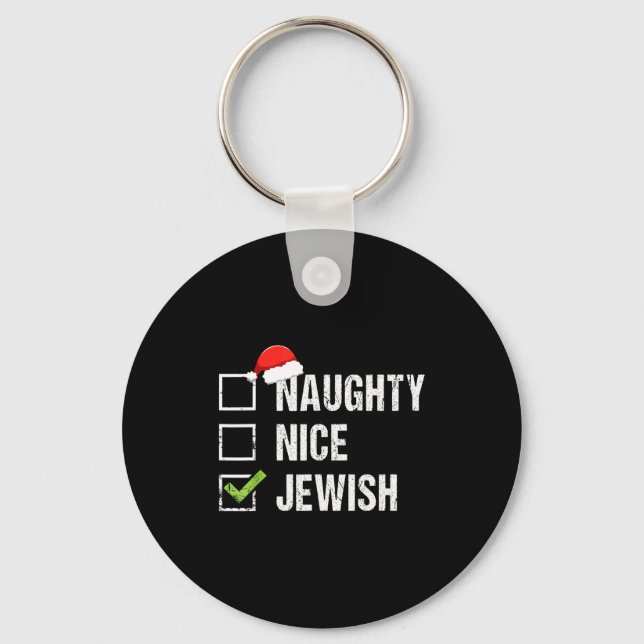 Naughty Nice Jewish Shirt Santa Jew Christmas Gift Nyckelring (Framsida)