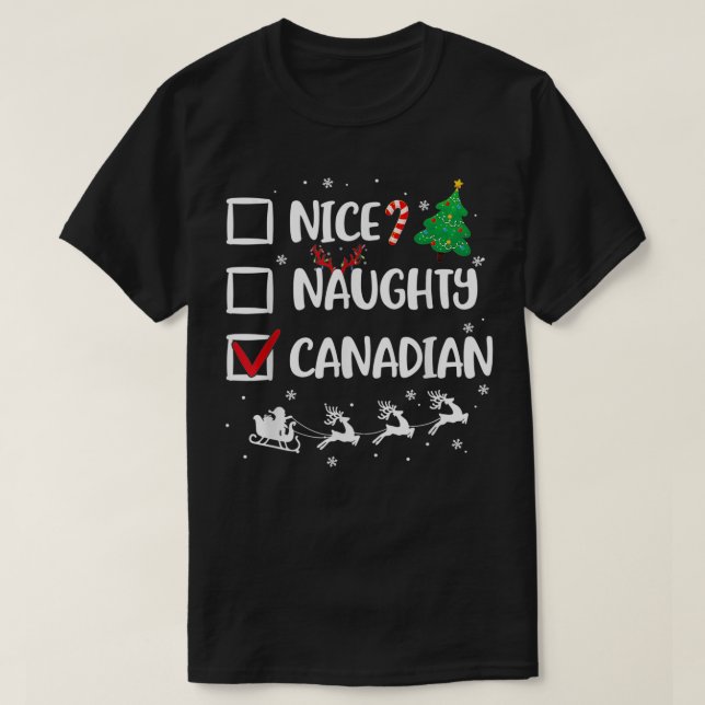 Naughty Nice Kanadensisk julklapp Santa Hat Xm T Shirt (Design framsida)