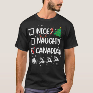Naughty Nice Kanadensisk julklapp Santa Hat Xm T Shirt