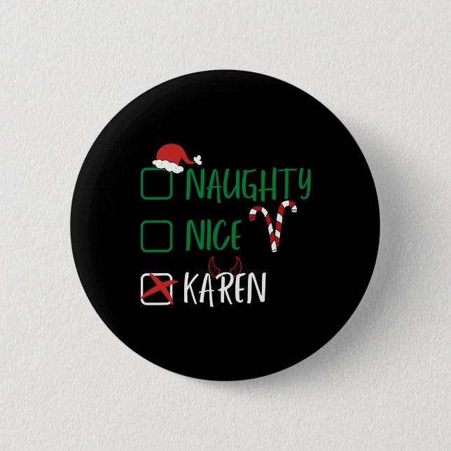 Naughty Nice Karen-jultomten med Knapp (Framsida)