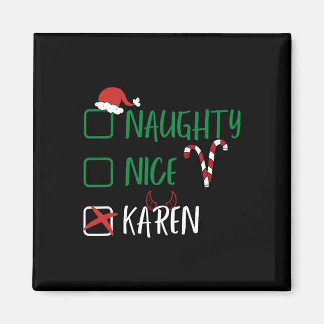 Naughty Nice Karen-jultomten med Magnet (Framsidan)